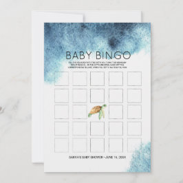 Cartão de Bingo de Chuvada de Bebê | Tartaruga Mar
