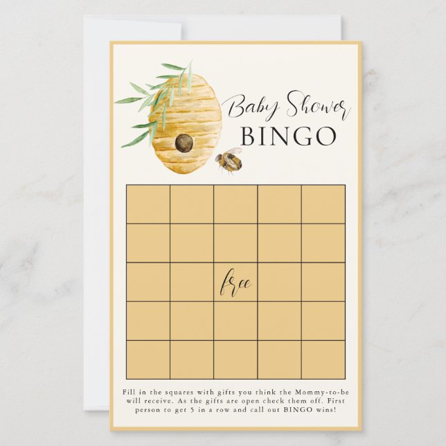 Cartão de Bingo de Chuvinha de Bebê Amarelo da Abe (Frente)