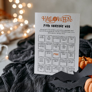 Cartão de Bingo do Jogo Halloween Encontre Alguém