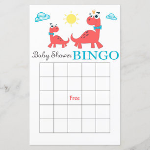 cartão de bingo para chá de bebê do Dino,Cartão de
