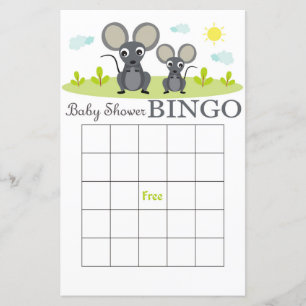 cartão de bingo para chá de bebê do Pequeno Rato