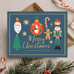 Cartão de Biscoito da Família Feliz Natal Colorido<br><div class="desc">Cartão postal de Natal de Noel pastel mínimo</div>