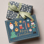 Cartão de Biscoito de Biscoito de Noz Craqueador d<br><div class="desc">Cartão postal de Natal pastel mínimo</div>