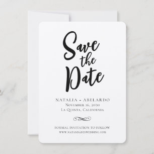Cartão de Black and White Save The Date Elegante