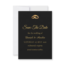 Cartão de Black Gold Monogram Save The Date