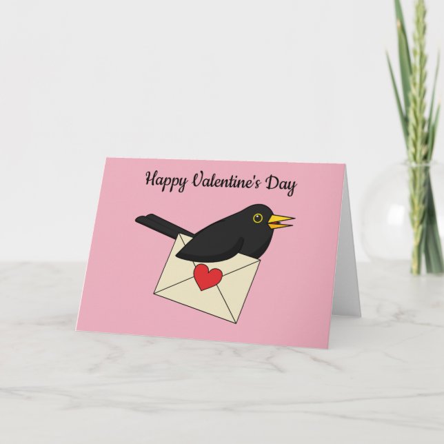 Cartão De Blackbird com Amor | Adicione seu Texto  (Frente)