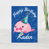 Cartão de Blobfish Feliz de Aniversário Personaliz