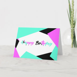 Cartão de Bloqueio de Cores Feliz de Aniversário  