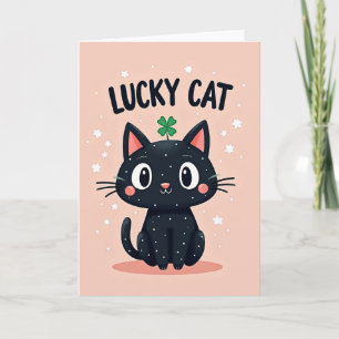 Cartão de Boa Sorte do Gato Sortudo