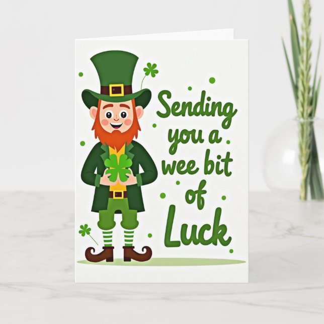 Cartão de Boa Sorte do Leprechaun Sortudo (Frente)