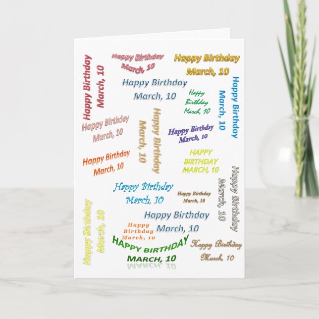 Cartão de Boas Festas 10 de Março de Aniversário (Frente)