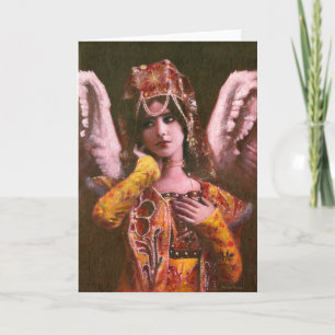 Cartão de Boas Festas Anjo Vintage Decorativo