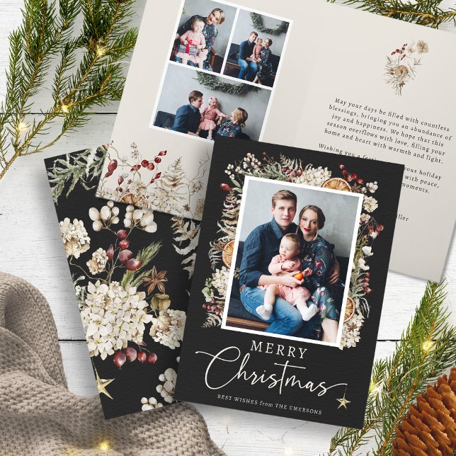 Cartão de Boas Festas Boho Botânico (Boho Botanical Christmas Greeting Card
)