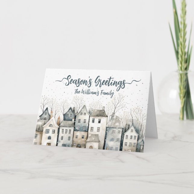 Cartão de Boas Festas Casas Nórdicas Dobrável (Frente)