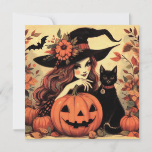 Cartão de Boas Festas Chapado de Bruxa de Hallowee