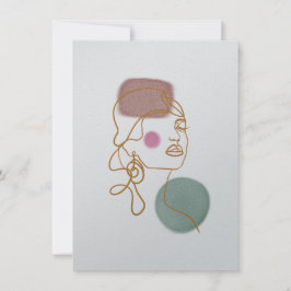 Cartão de Boas Festas com Arte de Linha de Rosto P