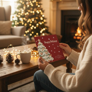 Cartão de Boas Festas com Árvore de Biscoito de Ge