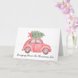 Cartão de Boas Festas com Árvore de Natal em Casa