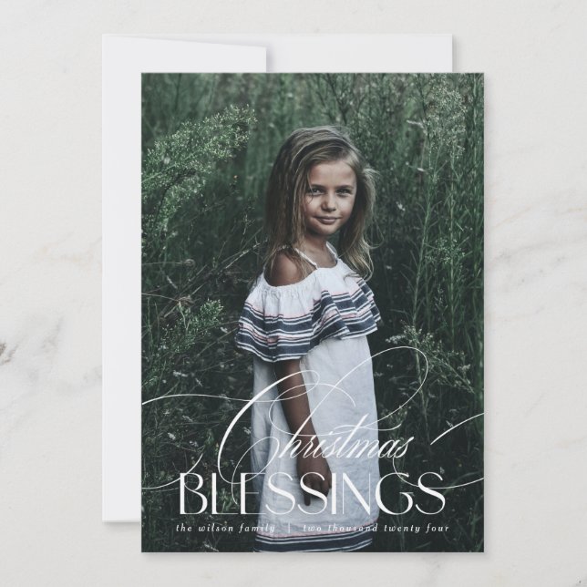 Cartão de Boas Festas com Bênçãos de Natal em Letr (Frente)