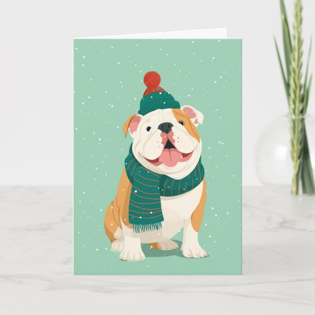 Cartão de Boas Festas com Bulldog Inglês (Frente)