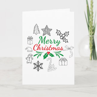 Cartão de Boas Festas com Doodles de Natal Adoráve