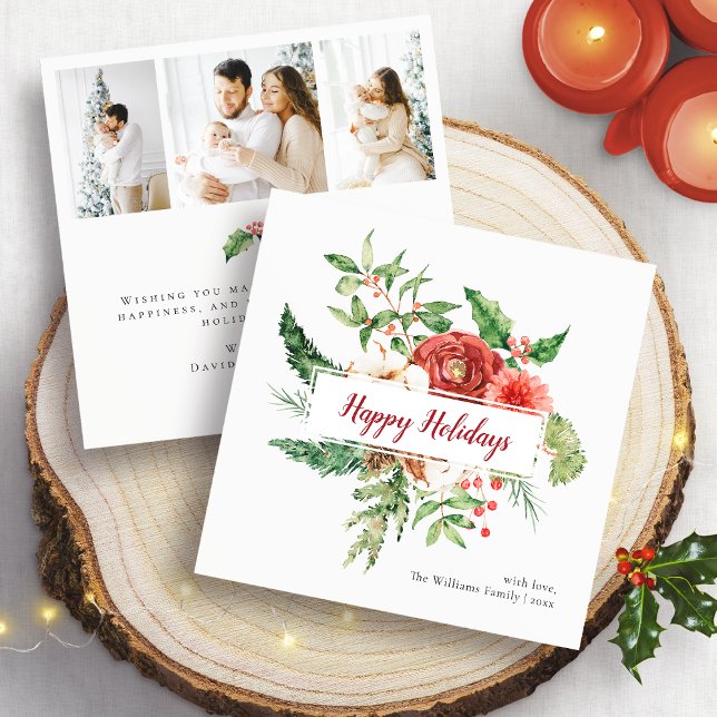 Cartão de Boas Festas com Foto Botânica (Botanical Photo Happy Holidays Card
)