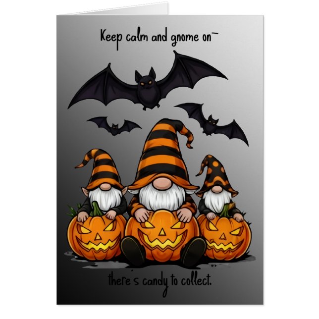 Cartão de Boas Festas com Gnome de Halloween (Frente)