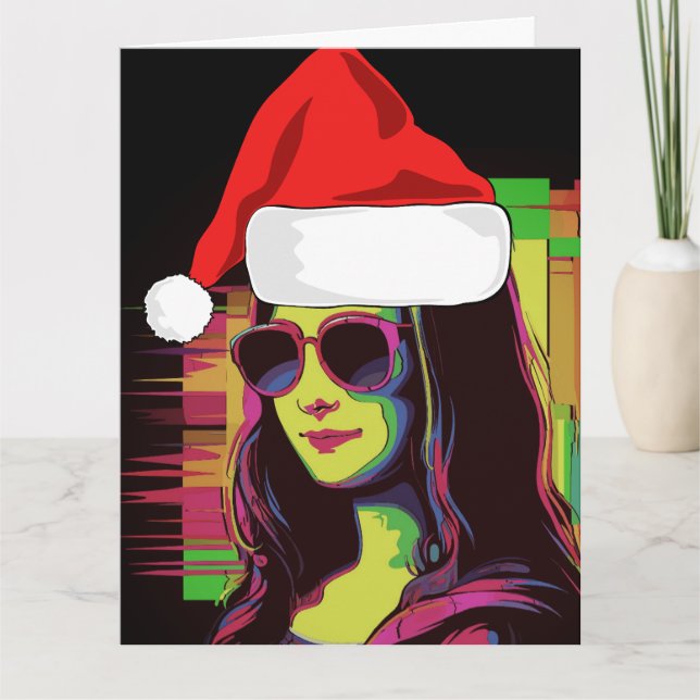 Cartão de Boas Festas da MONA LISA ENGRAÇADO (Frente)