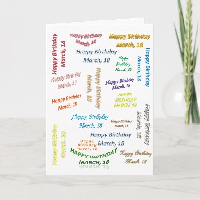 Cartão de Boas Festas de 18 de Março de Aniversári (Frente)