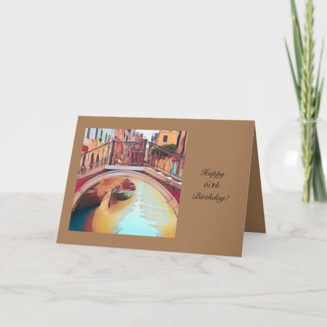 Cartão de Boas Festas de 60 Anos com Veneza, Itáli (Frente)