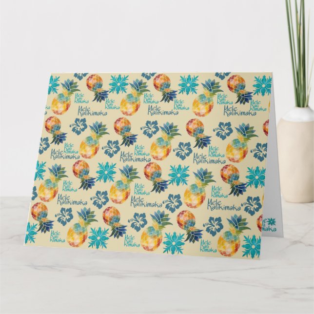 Cartão de Boas Festas de Abacaxi Havaiano Mele Kal (Frente)