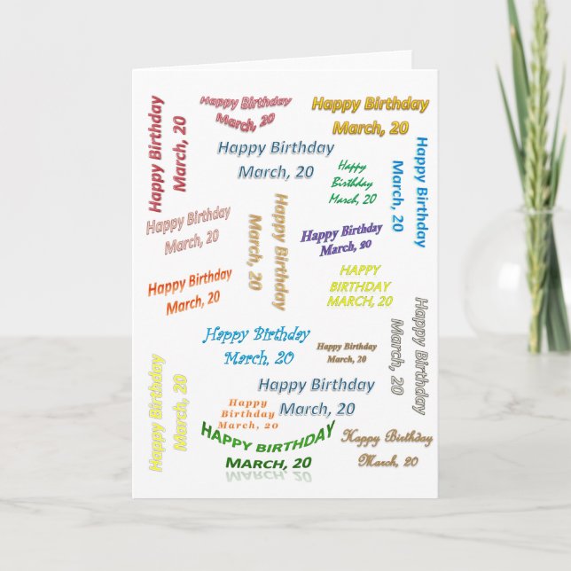Cartão de Boas Festas de Aniversário de 20 de Març (Frente)