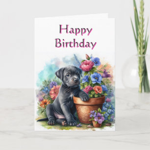Cartão de Boas Festas de Aniversário de Cachorrinh