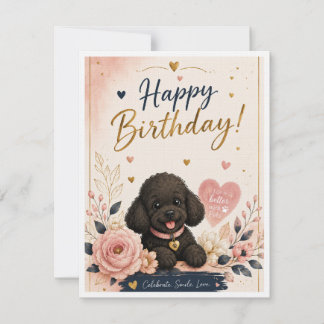 Cartão de Boas Festas de Aniversário de Poodle Fof