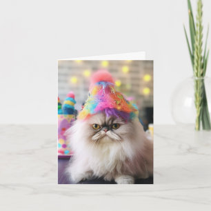 Cartão de Boas Festas de Aniversário do Gato Mal-H