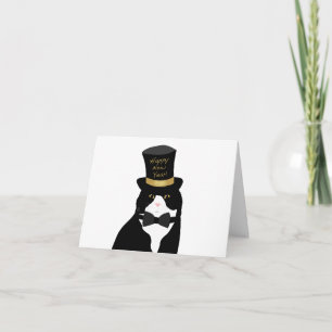 Cartão de Boas Festas de Ano Novo com Gato