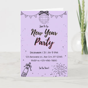 Cartão de Boas Festas de Ano Novo Lavanda Elegante