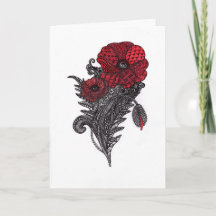 Cartão de Boas Festas de Arte de Linha Botânica de