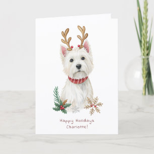 Cartão de Boas Festas de Cachorro Westie Engraçado