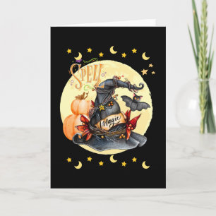Cartão de Boas Festas de Chapéu Mágico de Bruxas d
