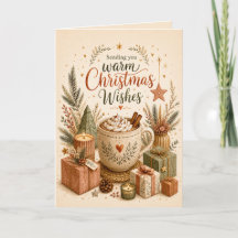 Cartão de Boas Festas de Chocolate Quente Botânico