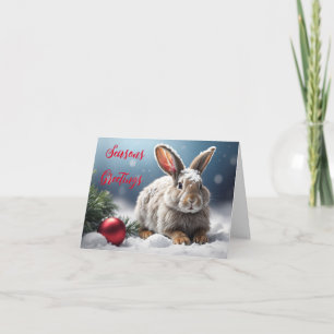 Cartão de Boas Festas de Coelho Fofo