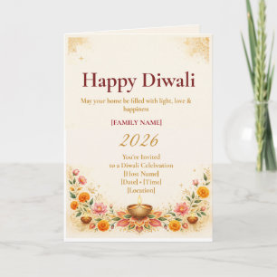 Cartão de Boas Festas de Diwali Elegante