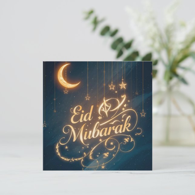 Cartão de Boas Festas de Eid Mubarak Personalizado (Em pé/Frente)