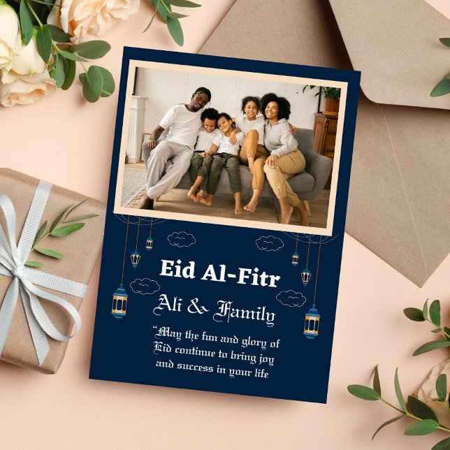 Cartão de Boas Festas de Eid Personalizado com Fot (Criador carregado)