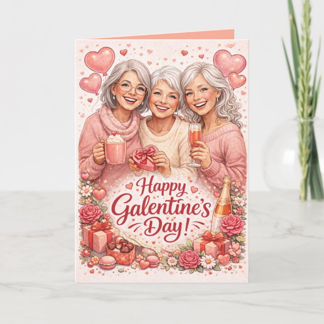 Cartão de Boas Festas de Galentine's Day Personali (Frente)