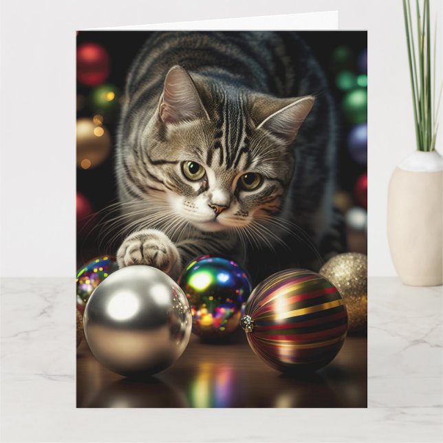 Cartão de Boas Festas de GATINHO TABBY FOFO de NAT (Frente)