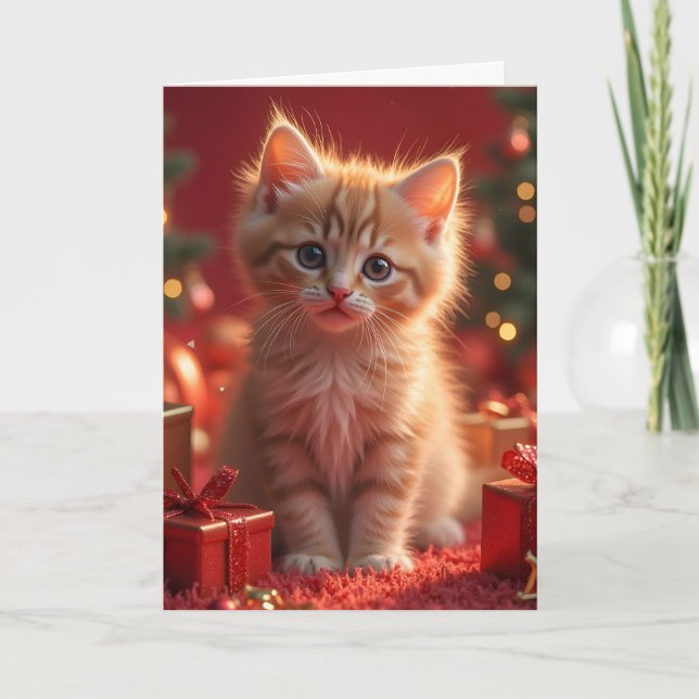 CARTÃO DE BOAS FESTAS DE GATO DE NATAL GINGER (Frente)