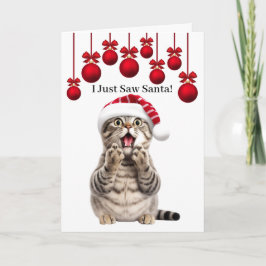 Cartão de Boas Festas de Gato Fofo Adorável