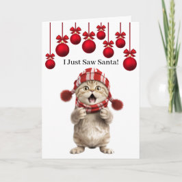 Cartão de Boas Festas de Gato Super Fofo